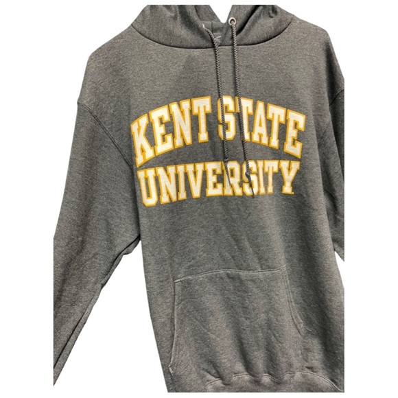 NWT Champion Kent State University Grey/Gold Hooded Sweatshirt Size S Oversized - Picture 2 of 4